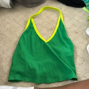 green with lime green outline halter
